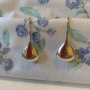 Silver drop French wire earrings 2 inches long